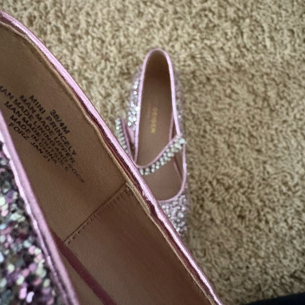 Kurt Geiger Purple Glitter Flats with Rhinestones - Picture 3 of 6